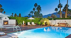 Pool sunset at The Hacienda in Gay Palm Springs